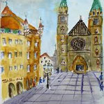 Nürnberg, Lorenzkirche,Aquarell (2023)