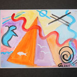 Vielfalt (Farben, Formen und Figuren), Hommage an Kandinsky, Aquarell (2019)