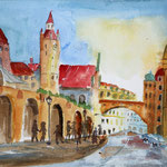 München, Am Viktualienmarkt, München, Hofgarten, Aquarell (2021)