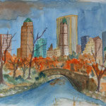New York, Central Garden, Aquarell (2023)