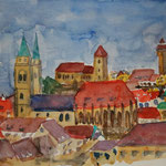 Nürnberg, Blick zur Burg, Aquarell (2019)