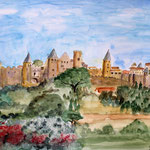 Carcassonne, Aquarell, (Aquarell 2021)