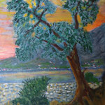Olivenbaum oberhalb Castelletto di Brenzone, Acryl (2018)