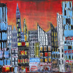 Stadtsilhouette I, Acryl mit Wellpappe (2021)