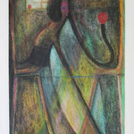 綱渡り　　charcoal, conte, color pencil, pastel on paper　29.7 × 21.0 cm