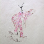 étampe, encre,crayon conté