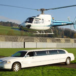 Limousine und Hubschrauber