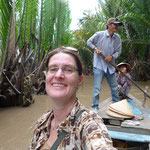 For once not easy riding: on a boat in Mekong Delta