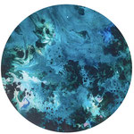 Mineral cut, 2022, mixed media on wood, resin, diam. 45 cm