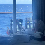 Kabine Mein Schiff 2 - Blick vom Bett nach draußen