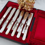 Antikes Versilbertes Fischbesteck Set um 1910 aus England