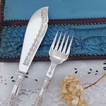 Antikes Versilbertes Fischvorlegebesteck um 1880
