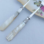 Antike Versilberte Pickle Forks mit Perlmuttgriffen