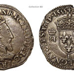 Teston Henri II tête couronnée 1555 L (Bayonne)