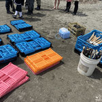 これらの道具を使ってウニ駆除します