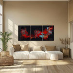 "Red Dragon", Acryl, Pouring auf Holz, 3 mal 80 x 60 x 4 cm