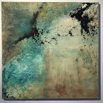 "Verflogen" -  Acryl, Strukturmasse, Tusche, 70 x 70 x 2 cm