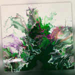 Explosion, Acryl, Resin, Pouring auf Holz, 60 x 60 x 4 cm