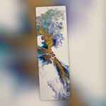 Blaue Lagune, Acryl, Resin, Pouring auf Holz, 20 x 60 x 4 cm