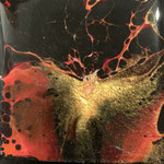 "Phönix" -  Acryl, Resin, Pouring auf MDF_Platte, 10 x 10 x 4 cm
