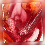 Ohne Titel, Acryl, Resin, Pouring auf Holz, 25 x 25 x 4 cm