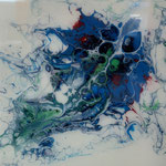 Ohne Titel, Acryl, Resin, Pouring auf MDF-Platte, 15 x 15 x 3 cm