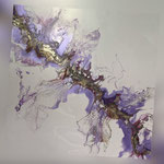 Provence, Acryl, Resin, Pouring auf Holz, 50 x 50 x 4 cm