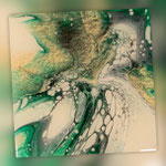 Untersetzer, Acryl, Resin, Pouring auf MF-Platte, 11 x 11 cm