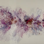 "Pracht" -  Acryl, Resin, Pouring auf Holz, 135 x 45 x 4 cm