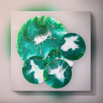 Untersetzer, Acryl, Resin, Pouring auf MDF-Platte, Durchmesser 11 und 20 cm