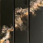 Legenden, Acryl, Riesin, Pouring auf Holz, 3 mal 20 x 75 x 4 cm