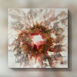 Ohne Titel, Acryl, Resin, Pouring, 60 x 60 x 4 cm
