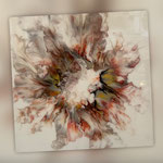 ohne Titel, Acryl, Resin, Pouring, 70 x 70 x 4 cm