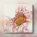 Ohne Titel, Acryl, Resin, Pouring auf Holz, 25 x 25 x 4 cm