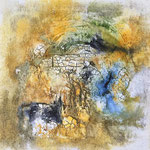 "Blick am See" -  Marmormehl, Tusche, Beize, 40 x 40 x 2 cm