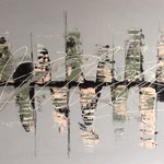 "Stadt am Fluss" -  Acryl, Spachteltechnik, 70 x 140 x 4 cm