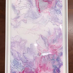 "Pink Love" -  Acryl, Resin, Pouring auf Holz, 24 x 54 x 3 cm inkl. Rahmen