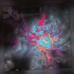Universum III, Acryl, Resin, Pouring auf Holz, 25 x 25 x 4 cm