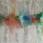 "Sommerträume" -  Pigmente, Beize, Strukturmasse, Seidenpapier, 80 x 100 x 4 cm