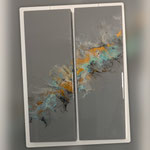 Ohne Titel, Acryl, Resin, Pouring auf Holzrahmen, 2 mal 25 x 70 x 4 cm