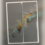 Ohne Titel, Acryl, Resin, Pouring auf Holzrahmen, 2 mal 25 x 70 x 4 cm