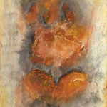 "Herzschlag" -  Marmormehl, Pigmente, Beize, 90 x 60 x 4 cm