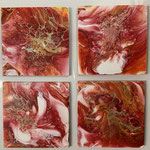 Untersetzer, Acryl, Resin auf MDF-Platte, 4 mal 11 x 11 cm