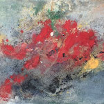 "Supernova" -  Acryl, Beize, Strukturmasse, 40 x 140 x 4 cm