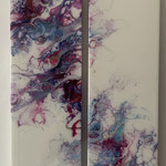 "Blumenmeer" -  Acryl, Resin, Pouring auf Holz, 2 mal 15 x 60 x 4 cm