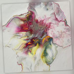 Ohne Titel, Acryl, Resin, Pouring auf Holz, 25 x 25 x 4 cm