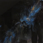 "Blue Star", Acryl, Resin, Pouring auf Holz-Platte, 45 x 45 x 4 cm