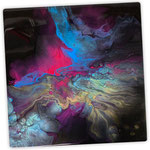 Universum I, Acryl, Resin, Pouring auf Holz, 25 x 25 x 4 cm