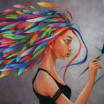 femme peinceau 20x20