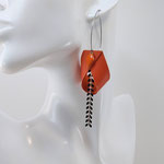 VENDUES ! B.O. FORMIDABLE modèle ANNIE Cuir orange, breloque losange orange et chaine épis noir
